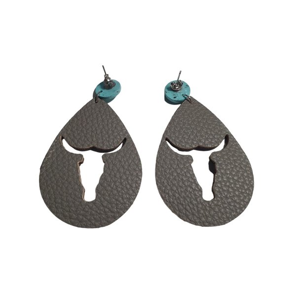 Texas Longhorn Cut Out Vintage Earrings Womens Jewelry Costume Cowgirl Country - Picture 3 of 3